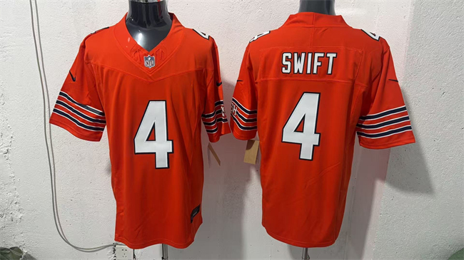 Men's Orange Chicago Bears #4 D'Andre Swift 2026 F.U.S.E. Vapor Untouchable Limited Stitched Football Jersey